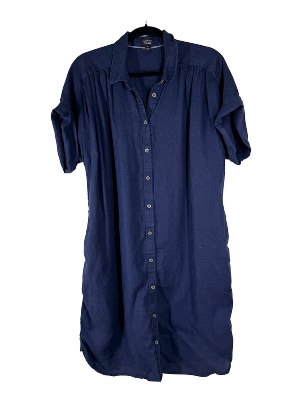 J Crew Baird Mcnutt Irish Linen Shirt Dress Relaxed Fit Short Sleeve Large AY623